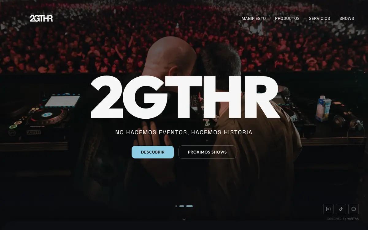 Sitio web de 2GTHR, productora de eventos