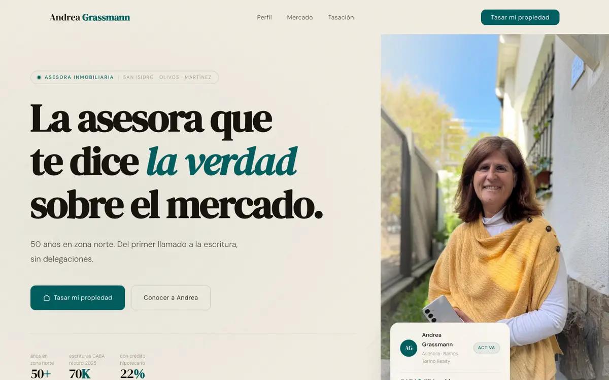 Sitio web de Andrea Grassmann, real estate / corretaje