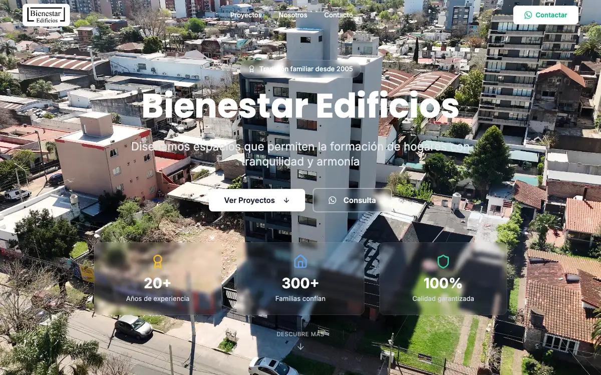 Sitio web de Bienestar Edificios, desarrollos inmobiliarios