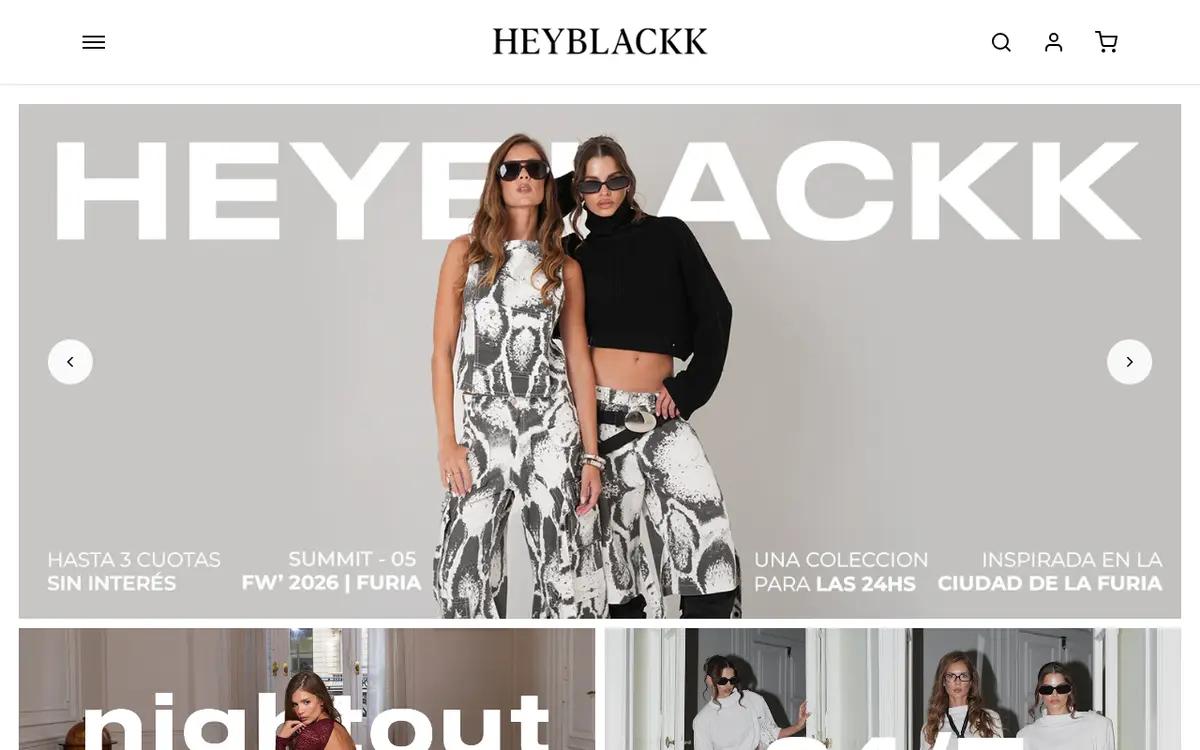 Sitio web de HeyBlack, e-commerce de indumentaria