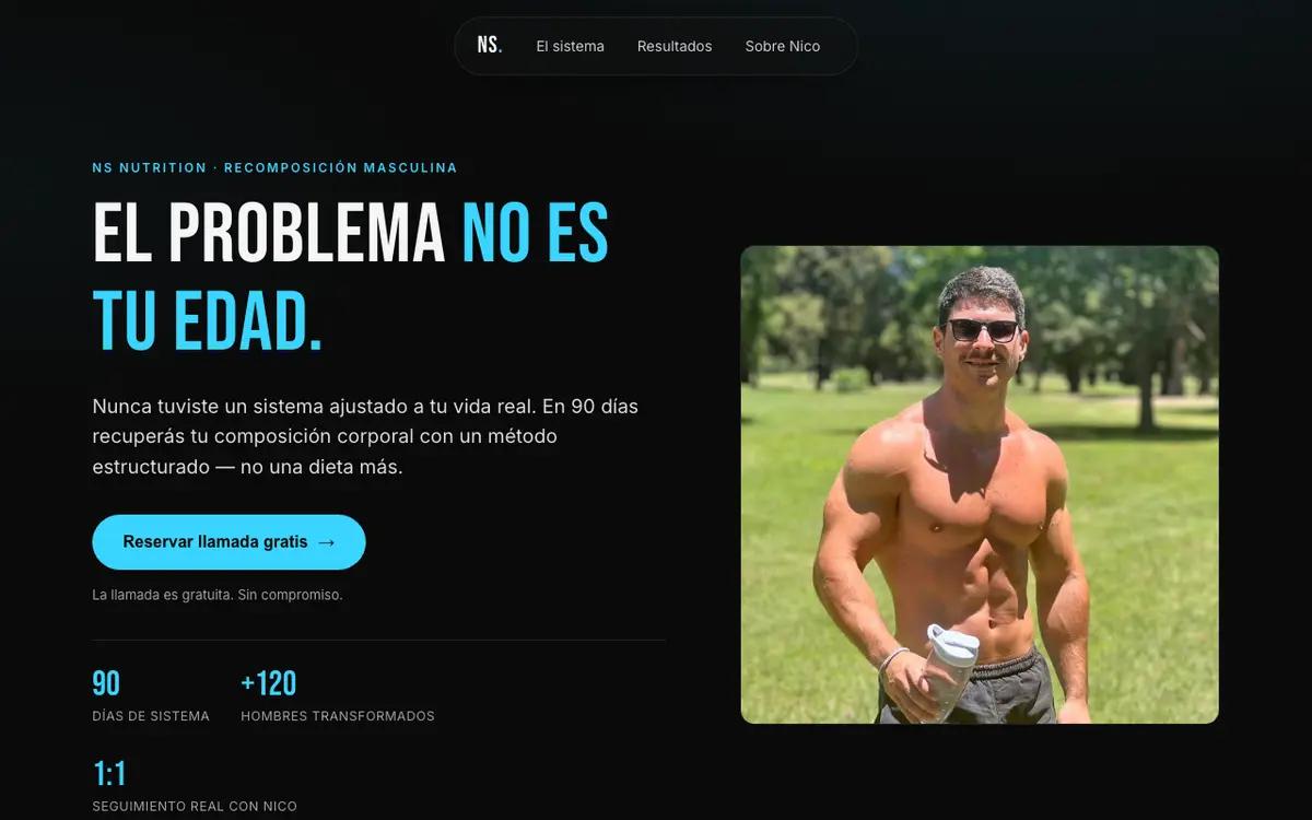 Sitio web de Nicolás Stoppiello, nutrición deportiva